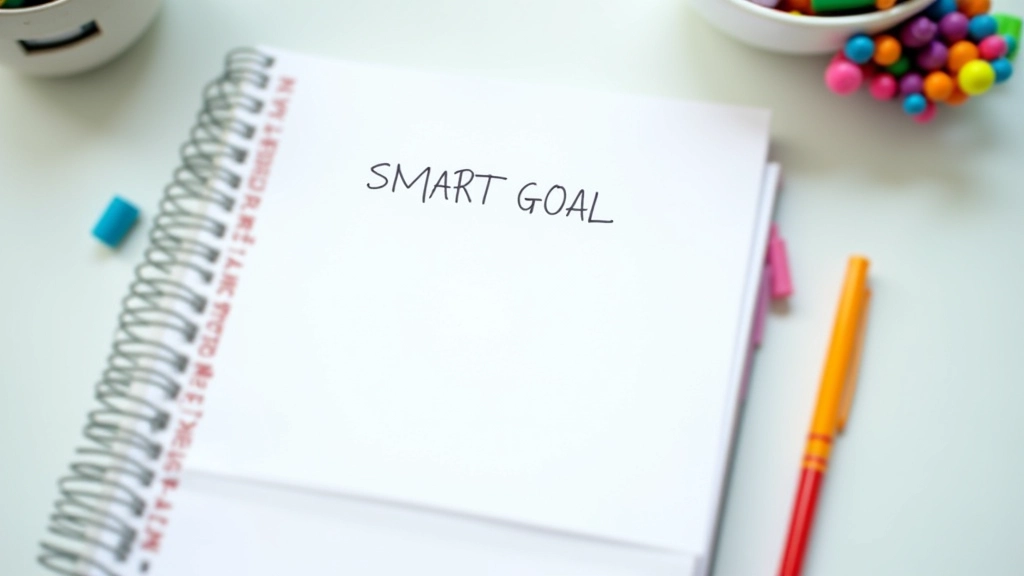 Estrutura de um objetivo SMART escrito em papel branco com marcadores coloridos, mostrando clareza e organização