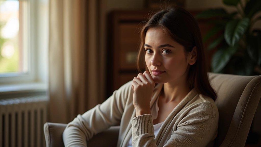 Pessoa refletindo sobre erros comuns na definição de metas, sentada numa cadeira com expressão pensativa